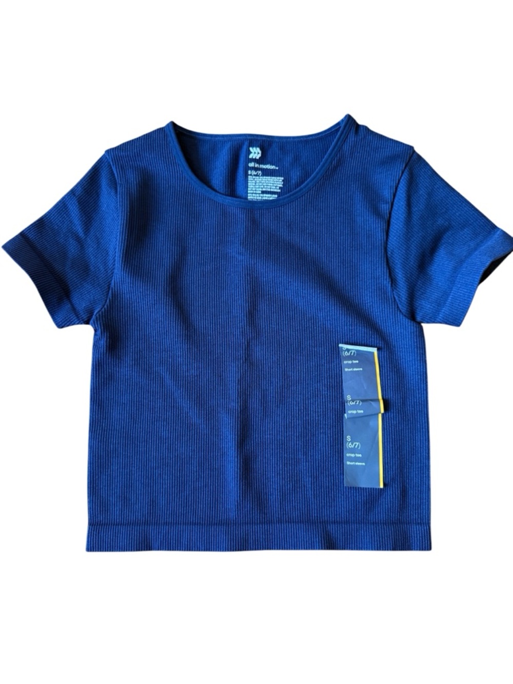 All in Motion Kids Blue Ribbed Short Sleeve Top Stretch
